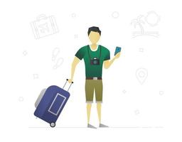 Traveler flat character design vector