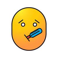 Sick face color icon. Smiley with thermometer. Ill emoticon. Isolated vector illustration