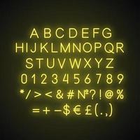 Yellow alphabet neon light icon vector