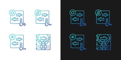 Fish products sterilization gradient icons set for dark and light mode vector