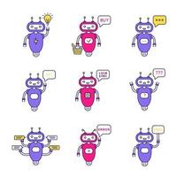 Chatbots color icons set vector