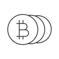 Bitcoins linear icon. Cryptocurrency. Thin line illustration. Contour symbol. Vector isolated outline drawing
