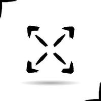 icono de movimiento de todas las direcciones. símbolo de dirección de trazo de pincel de sombra paralela. vector ilustración aislada