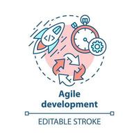 Agile development concept icon. Short term teamwork. Strategic management. Software programming cycle. Start IT project idea thin line illustration. Vector isolated outline drawing. Editable stroke