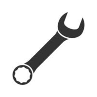 Wrench glyph icon. Silhouette symbol. Spanner. Negative space. Vector isolated illustration