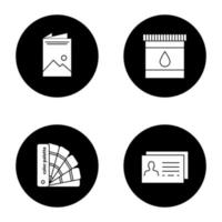 Printing glyph icons set vector