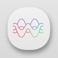 Overlapping waves app icon. Abstract energy, synergy flow waveform. Fluid, organic waves, soundwaves. Vibration amplitude. Web or mobile application. Vector isolated illustration