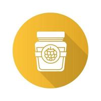 Raspberry or blackberry jam jar flat design long shadow glyph ic vector