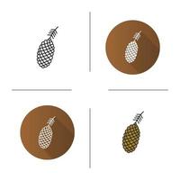 Pine cone icon. Flat design, linear and color styles. Isolated vector illustrations