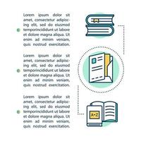 Library studying concept icon with text. Learn from books. College course. Self-education. Article page vector template. Brochure, magazine, booklet design element with linear illustrations