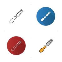 Chisel icon. Flat design, linear and color styles. Isolated vector illustrations