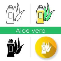 Organic deodorant icon. Plant based antiperspirant. Skincare with medicinal herbs. Cosmetic product. Dermatology and cosmetology. Linear black and RGB color styles. Isolated vector illustrations