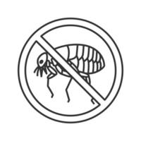 Stop fleas sign linear icon. Parasitic insects repellent. Pest control. Thin line illustration. Contour symbol. Vector isolated outline drawing