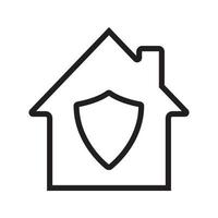 Home protection linear icon. Thin line illustration. House with shield inside. Contour symbol. Vector isolated outline drawing