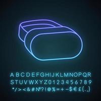 VR headset neon light icon vector