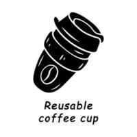 Reusable coffee cup glyph icon vector