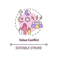 Value conflict concept icon vector