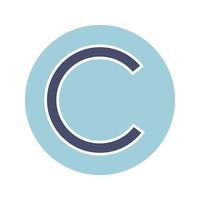 Copyright symbol glyph color icon. Silhouette symbol on white background with no outline. License. Intellectual property. Enclosed C. Negative space. Vector illustration