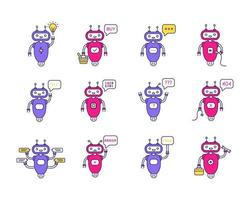 Conjunto de iconos de colores de chatbots vector