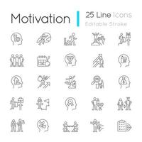 Motivation linear icons set vector