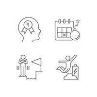 Motivation to win linear icons set vector