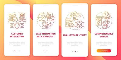 Application usage onboarding mobile app page screen vector