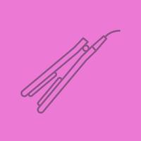 Hair straightener linear icon. Thin line outline symbols on color background. Vector illustration