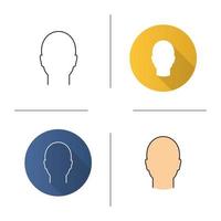 Man's head icon. Flat design, linear and color styles. User. Isolated vector illustrations