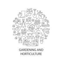 Diseño de concepto lineal abstracto de jardinería con título vector