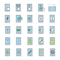 conjunto de iconos de color de teléfono inteligente vector