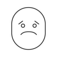 Sad smile linear icon. Thin line illustration. Bad mood contour symbol. Vector isolated outline drawing