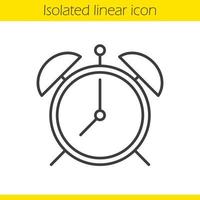 Alarm clock linear icon. Thin line illustration. Contour symbol. Vector isolated outline drawing