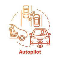 Autopilot concept icon. Autonomous car, driverless vehicle. Smart car. Self-driving auto idea thin line illustration. Vector isolated outline drawing. Editable stroke