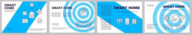 Smart home brochure template. Wireless technology. Automated house control. Flyer, booklet, leaflet print, cover design, linear icons. Vector page layouts for magazines, reports, advertising posters