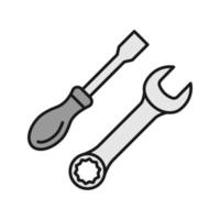 Screwdriver and spanner color icon vector