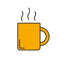 Steaming mug color icon. Hot steaming coffee mug. Isolated vector illustration