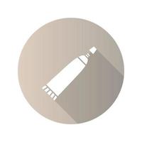 icono de glifo de larga sombra de diseño plano de pasta de dientes. tubo de crema. ilustración de silueta de vector