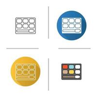 Eye shadows icon. Flat design, linear and color styles. Isolated vector illustrations