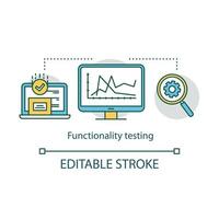 Functionality testing concept icon. Software application operates verifying. Black-box testing. Research system work idea thin line illustration. Vector isolated outline drawing. Editable stroke