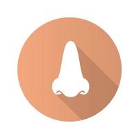 nariz humana diseño plano larga sombra glifo icono. ilustración de silueta de vector