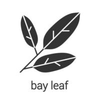 Bay leaves glyph icon. Silhouette symbol. Flavoring, seasoning. Negative space. Vector isolated illustration