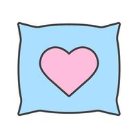Pillow with heart shape color icon. Isolated vector illustration