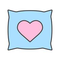 Pillow with heart shape color icon. Isolated vector illustration