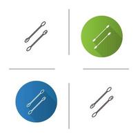 Cotton buds icon. Flat design, linear and color styles. Earsticks. Isolated vector illustrations