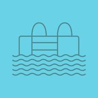 Swimming pool linear icon. Thin line outline symbols on color background. Vector illustration
