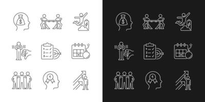 Motivation stimulus linear icons set for dark and light mode vector