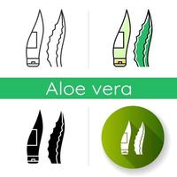 Gel package icon. Leaf shaped tube for natural cream. Cosmetic with medicinal herbs. Aloe vera sprout. Dermatology and skincare. Linear black and RGB color styles. Isolated vector illustrations