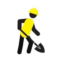 Man working with shovel silhouette icon. Building worker. Isolated vector illustration. Road repair