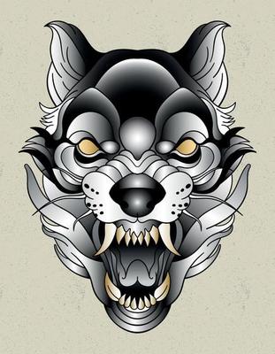 traditional wolf tattoos flash