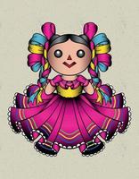 muñeca mexicana tradicional vector